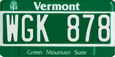 VT license plate WGK878