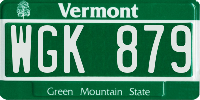 VT license plate WGK879