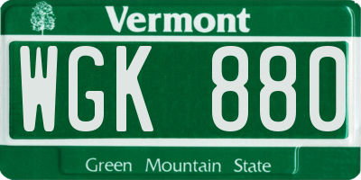 VT license plate WGK880