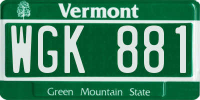 VT license plate WGK881