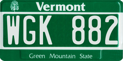 VT license plate WGK882