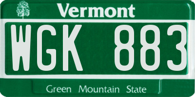 VT license plate WGK883