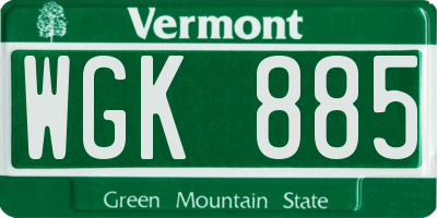 VT license plate WGK885