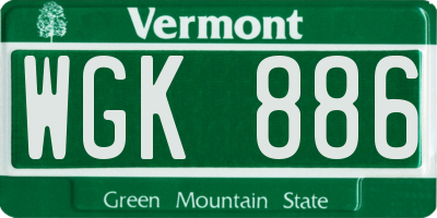 VT license plate WGK886