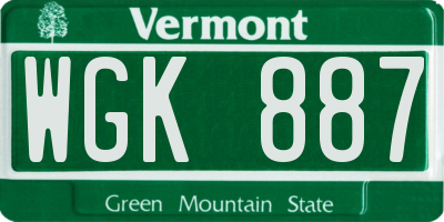 VT license plate WGK887