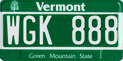 VT license plate WGK888