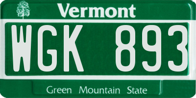 VT license plate WGK893