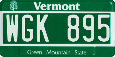 VT license plate WGK895