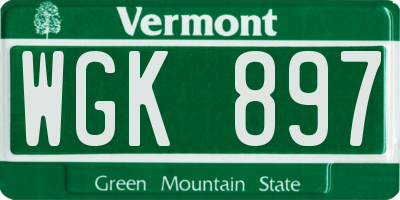 VT license plate WGK897