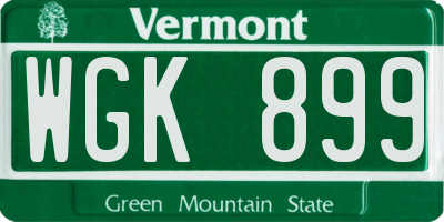 VT license plate WGK899