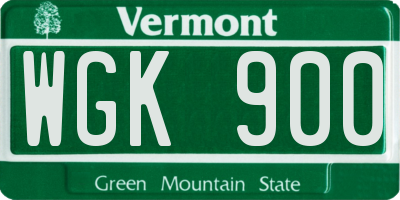 VT license plate WGK900