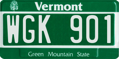 VT license plate WGK901