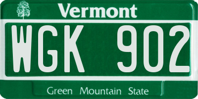 VT license plate WGK902