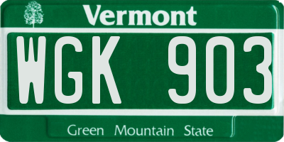 VT license plate WGK903