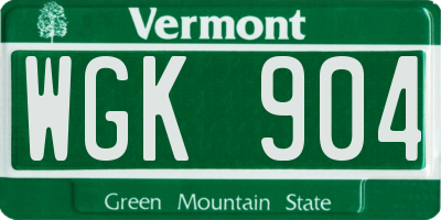 VT license plate WGK904