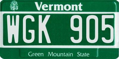 VT license plate WGK905
