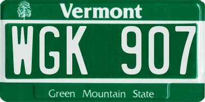 VT license plate WGK907