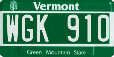 VT license plate WGK910
