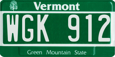 VT license plate WGK912
