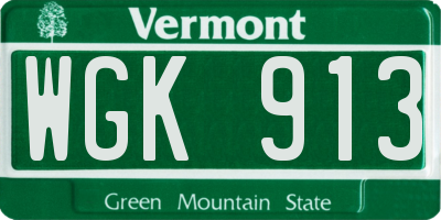 VT license plate WGK913