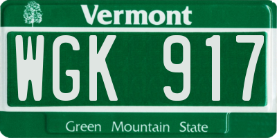 VT license plate WGK917