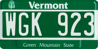 VT license plate WGK923