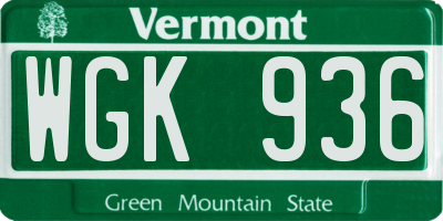 VT license plate WGK936