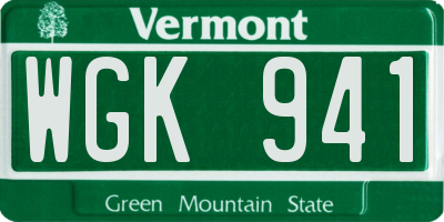 VT license plate WGK941