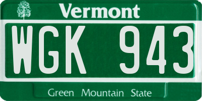 VT license plate WGK943