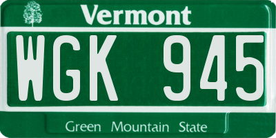 VT license plate WGK945
