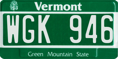 VT license plate WGK946