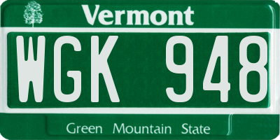 VT license plate WGK948