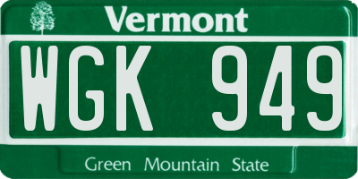 VT license plate WGK949