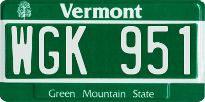 VT license plate WGK951