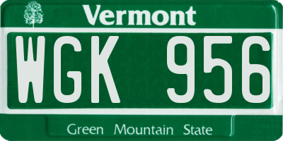 VT license plate WGK956