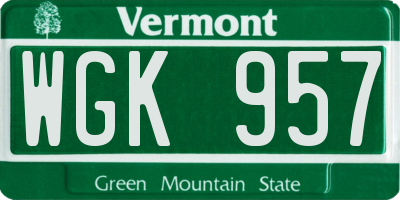VT license plate WGK957