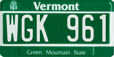 VT license plate WGK961