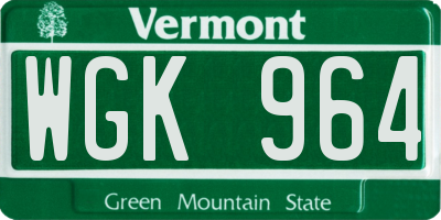 VT license plate WGK964