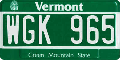 VT license plate WGK965