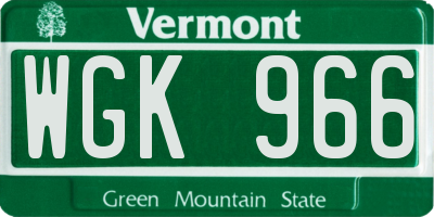 VT license plate WGK966