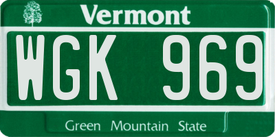 VT license plate WGK969