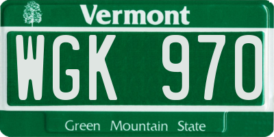VT license plate WGK970