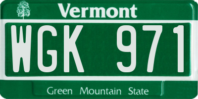 VT license plate WGK971