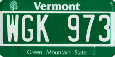 VT license plate WGK973