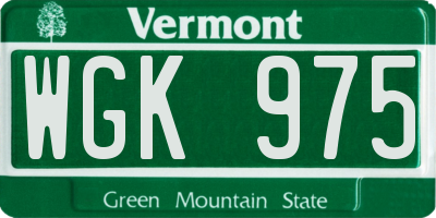 VT license plate WGK975