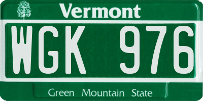 VT license plate WGK976