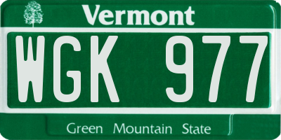 VT license plate WGK977