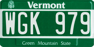 VT license plate WGK979