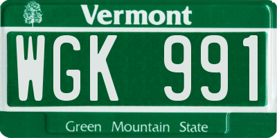 VT license plate WGK991