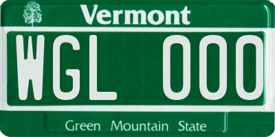 VT license plate WGL000